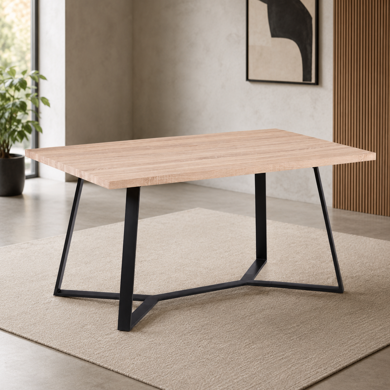 Τραπέζι τραπεζαρίας Aldwin 160x90cm sonama και μαύρο