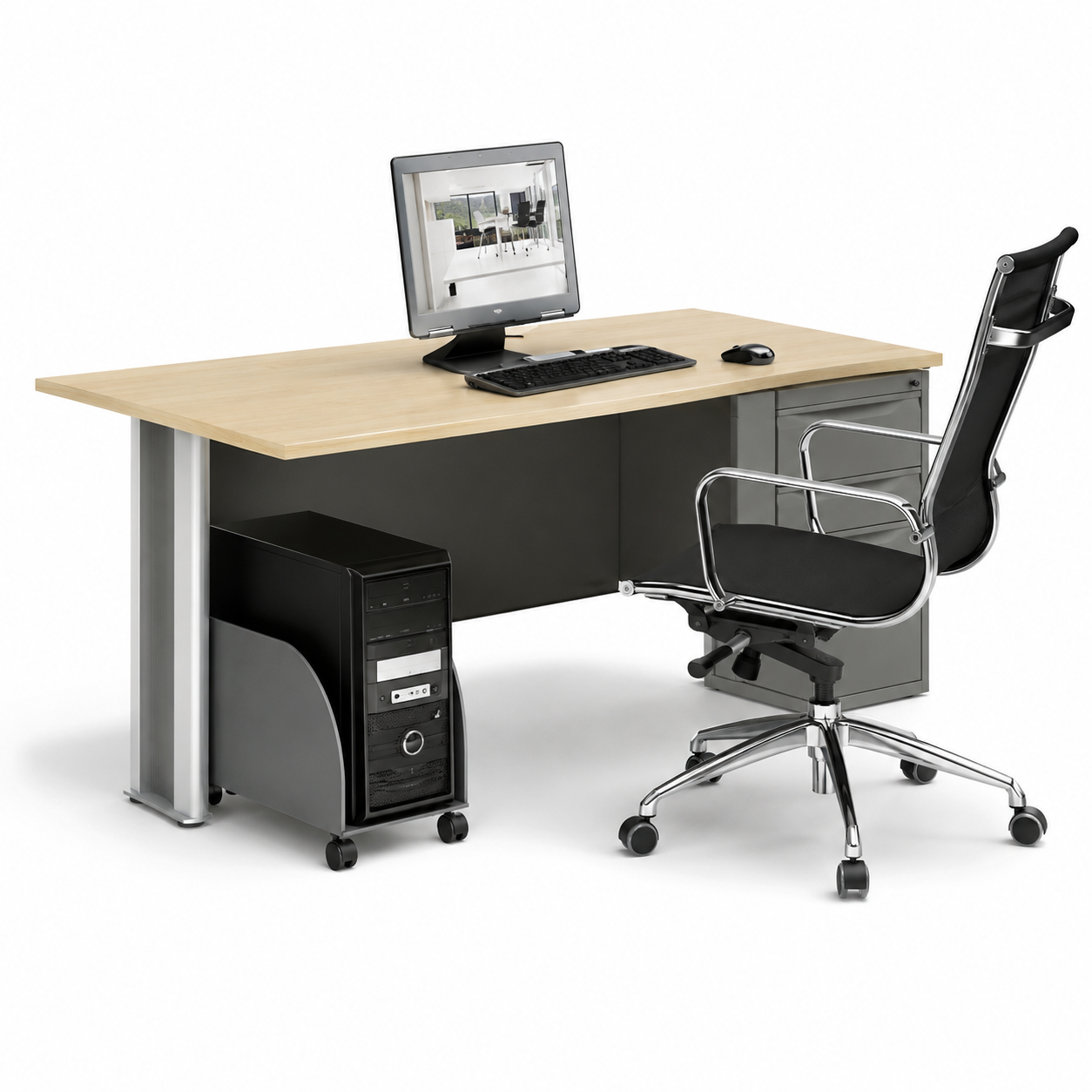 Γραφείο Basic Dark Grey – Beech