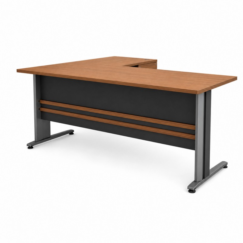 Γωνιακό Γραφείο Superior Compact Δεξιά Γωνία Dark Grey – Cherry