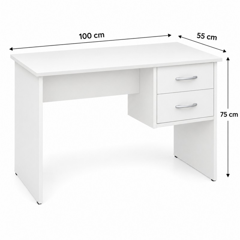 Γραφείο 100cm Λευκό με δύο συρτάρια