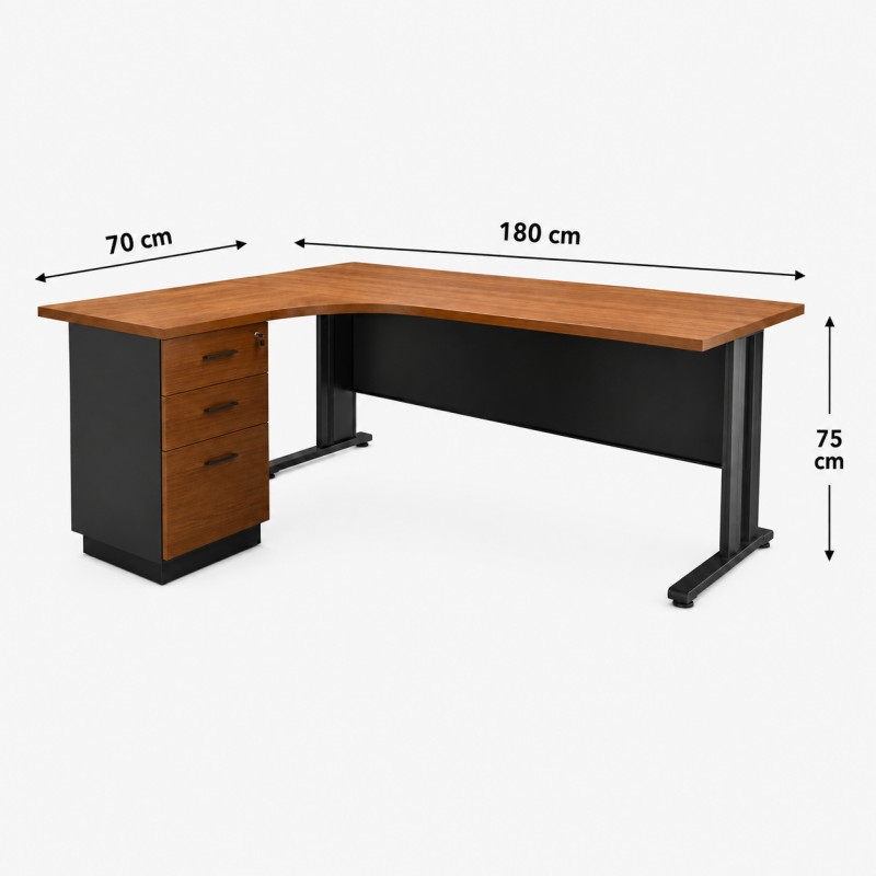 Γωνιακό Γραφείο Superior Αριστερή Γωνία Dark Grey – Cherry