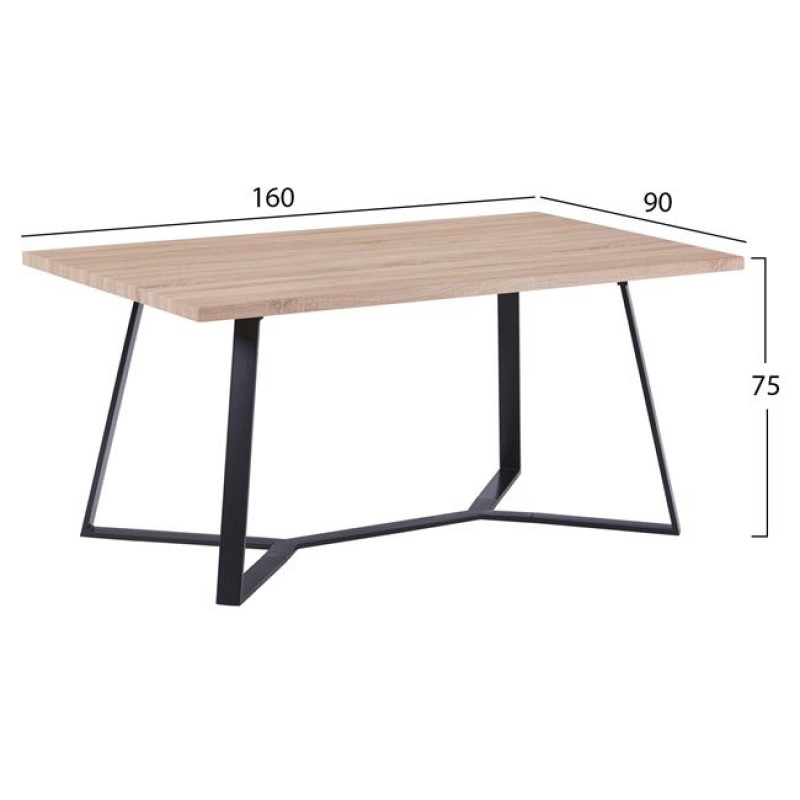 Τραπέζι τραπεζαρίας Aldwin 160x90cm sonama και μαύρο