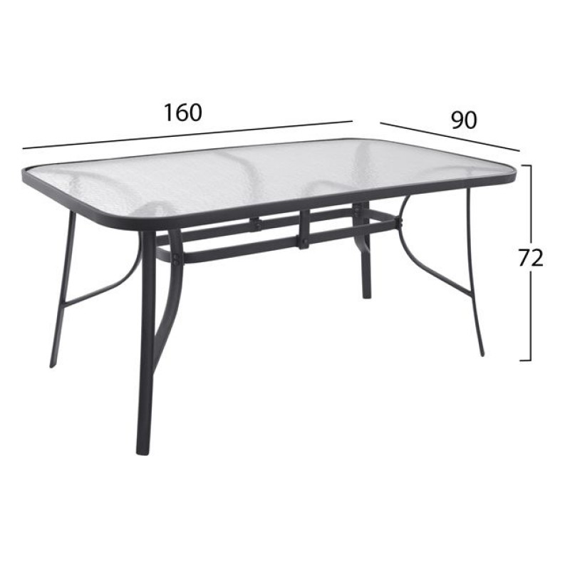 Ορθογώνιο Τραπέζι Bruno 160x90 Ανθρακί