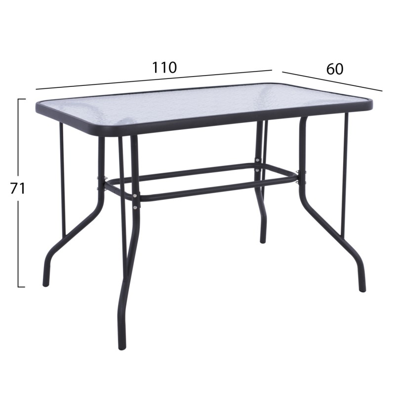 Ορθογώνιο Τραπέζι Adam 110x60 Ανθρακί