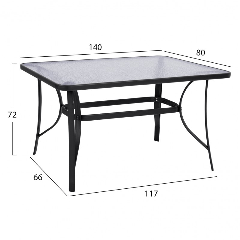 Ορθογώνιο Τραπέζι Bruno 140x80 Ανθρακί