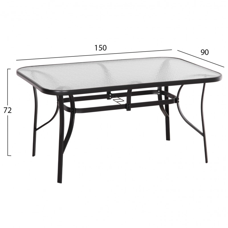 Ορθογώνιο Τραπέζι Bruno 150x90 Μαύρο